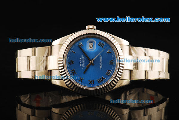 Rolex Datejust II Rolex 3135 Automatic Movement Full Steel with Blue Dial and Roman Numerals - Click Image to Close